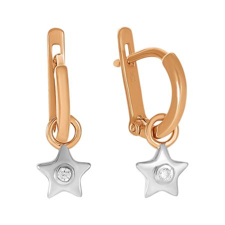 Серьги детские из золота с фианитами