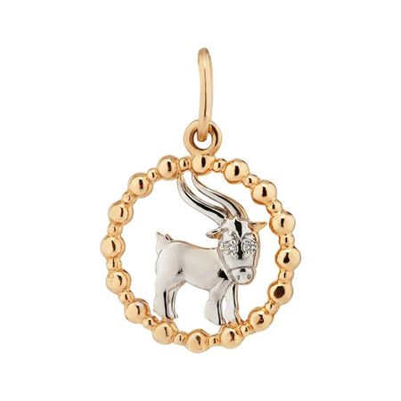 Золотая подвеска с фианитами со знаком зодиака Козерог