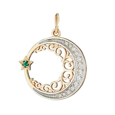 Золотая мусульманская подвеска с изумрудом и бриллиантами