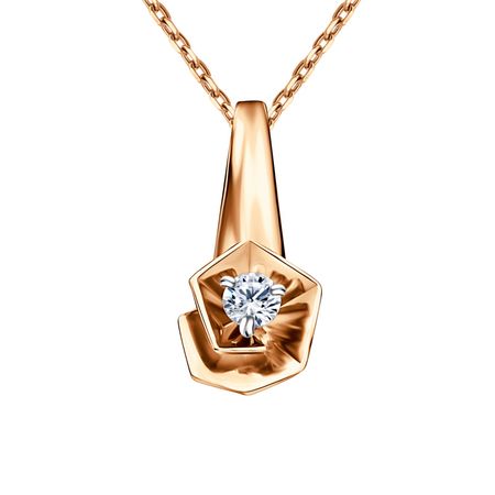 Золотая подвеска с бриллиантом и родированием