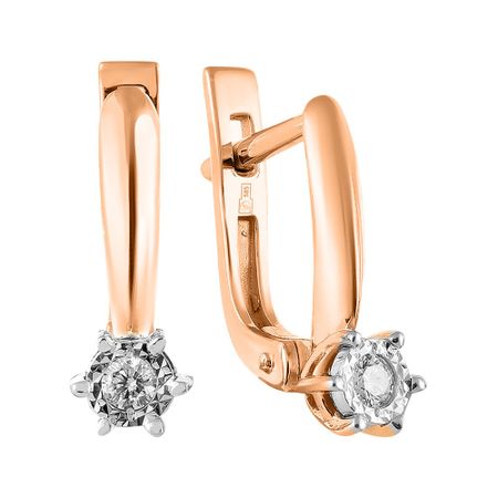 Золотые серьги с бриллиантами и родированием