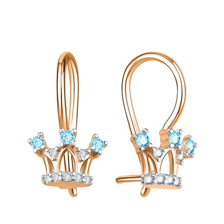 Золотые детские серьги с фианитами