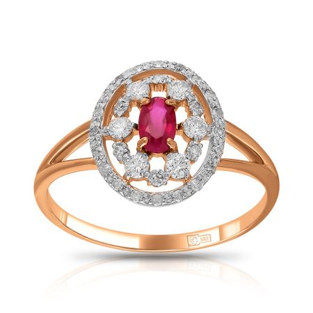 Кольцо из золота с рубином и бриллиантами