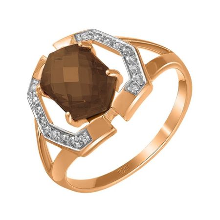 Кольцо из золота с раухтопазом и фианитами