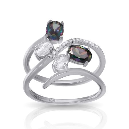 Кольцо из серебра с кварцем и фианитами
