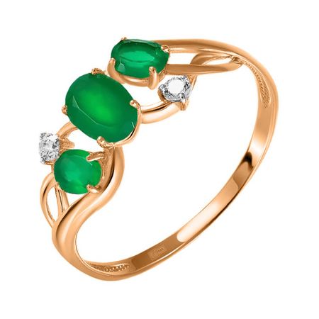 Кольцо из золота с агатами и фианитами