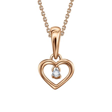 Золотая подвеска Сердце с фианитом