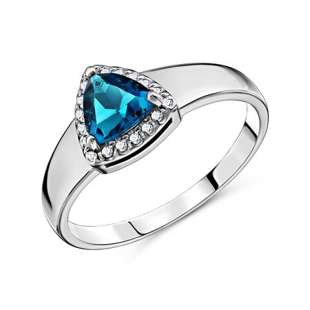 Серебряное кольцо с ювелирным стеклом и фианитами