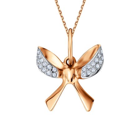 Золотая подвеска Бант с фианитами