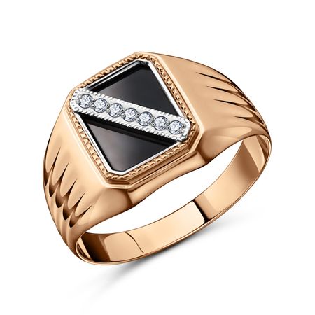 Золотая печатка с фианитами