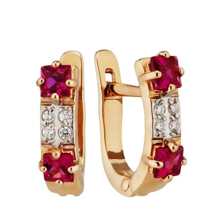 Серьги детские из золота с фианитами