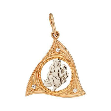 Золотая подвеска с фианитами со знаком зодиака Дева