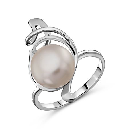 Серебряное кольцо с жемчугом и родированием