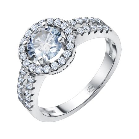 Серебряное кольцо с кварцем и фианитами