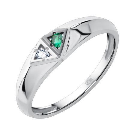 Золотое кольцо с изумрудом и бриллиантом с черным родированием