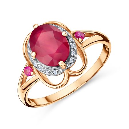 Золотое кольцо с рубинами и бриллиантами