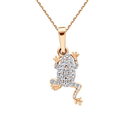 Золотая подвеска Лягушка с фианитами царевна лягушка