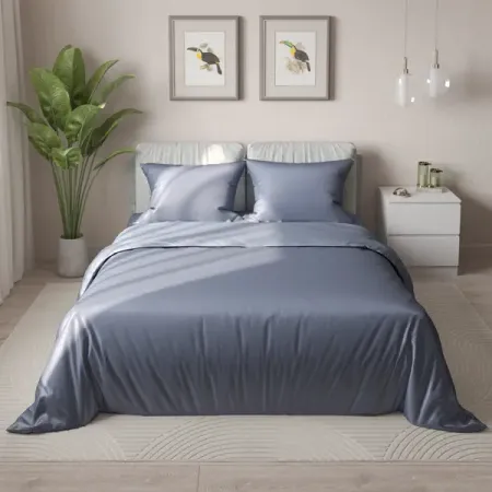 Комплект постельного белья НТК двуспальный полисатин темно-синий