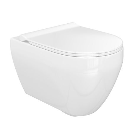 Унитаз подвесной Gesso Home de luxe Деймос безободковый с сиденьем дюропласт микролифт (9021118)