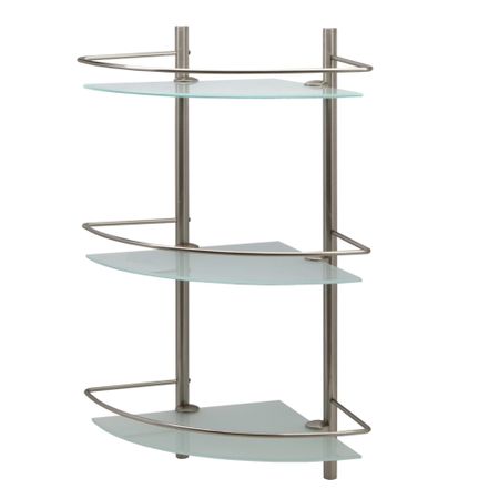 Полка для ванной WasserKraft Ammer угловая трехъярусная 310х310х610 мм стекло/металл серебро (K-3733)