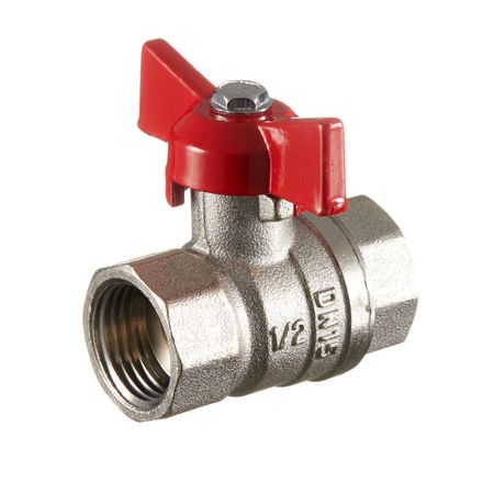 Кран шаровой латунный Valtec 1/2 ВР(г) х 1/2 ВР(г) полнопроходной бабочка прямой (VT.122.N.04)