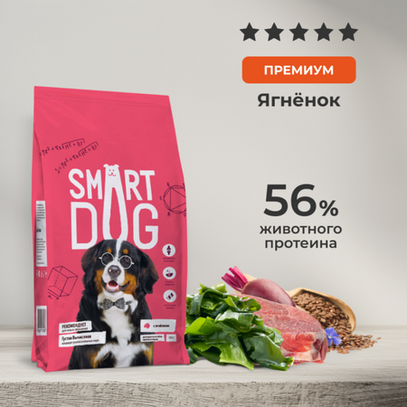 Сухие корма Smart Dog сухой корм Сухой корм для взрослых собак крупных пород с ягненком и овощами, MAXI ADULT, Lamb and vegetables (800 г)