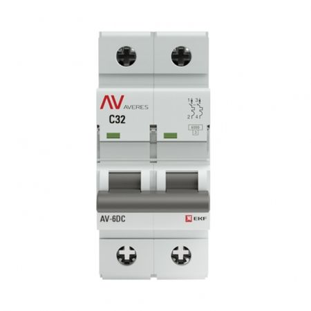 Автоматический выключатель модульный EKF Averes AV-6 DC 2Р 32А тип C 6 кА 230 В (mcb6-DC-2-32C-av) tomzn tob1z 125 автоматический выключатель постоянного тока 125а 220в
