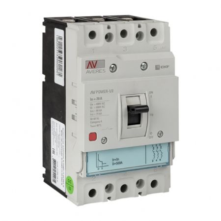 Автоматический выключатель в литом корпусе EKF Averes AV Power-1/3-TR 3P 20А 80 кА 400/690 В (mccb-13-20H-TR-av) etec type b rcbo автоматический автоматический выключатель остатков 10ka 2p 4p 32a 40a 63a защита от утечки по току 30 ма ekl5