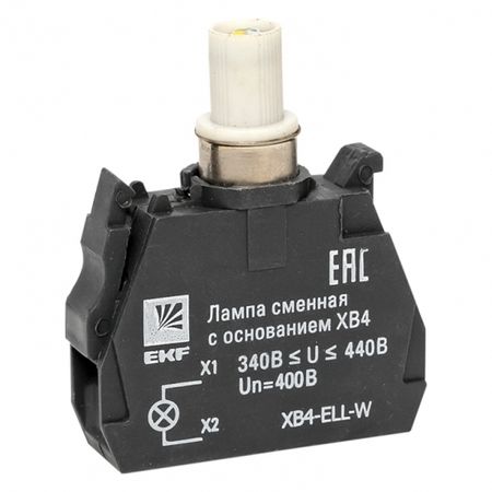 Лампа сменная EKF PROxima ХВ4 39х32х10 мм 400 В IP40 с основанием пластиковая белая (XB4-ELL-W)