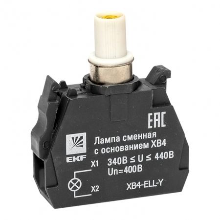 Лампа сменная EKF PROxima ХВ4 39х32х10 мм 400 В IP40 с основанием пластиковая желтая (XB4-ELL-Y)