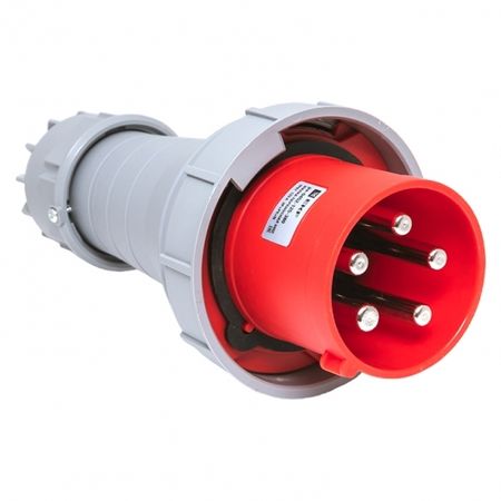 Вилка силовая прямая переносная EKF PROxima с заземлением 3Р+РЕ+N 63 А 380 В IP67 серая (ps-0352-63-380)