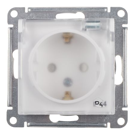 Розетка Systeme Electric AtlasDesign Aqua встраиваемая белая со шторками с крышкой (ATN440146)