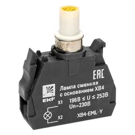 Лампа сменная EKF PROxima ХВ4 39х32х10 мм 230 В IP40 с основанием пластиковая желтая (XB4-EML-Y)