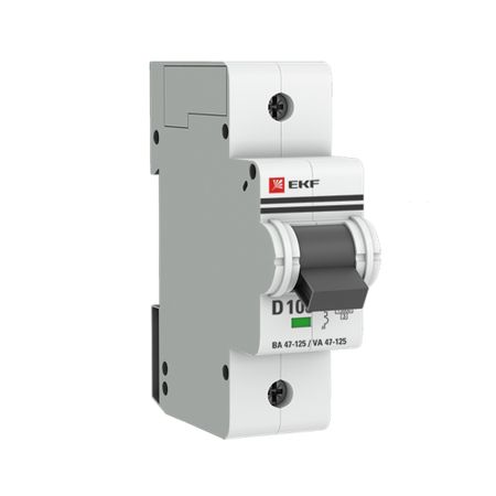 Автоматический выключатель модульный EKF PROxima ВА 47-125 1P 100А тип D 15 кА 230 В (mcb47125-1-100D)
