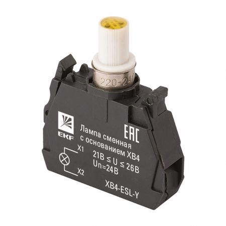 Лампа сменная EKF PROxima ХВ4 39х32х10 мм 24 В IP40 с основанием пластиковая желтая (XB4-ESL-Y)