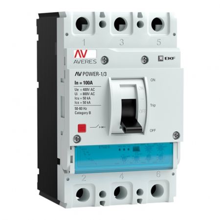 Автоматический выключатель в литом корпусе EKF Averes AV Power-1/3-ETU 2.0 3P 100А 50 кА 400/690 В (mccb-13-100-2.0-av)