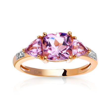 Кольцо  из золота с аметистами и фианитами