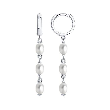 Серебряные серьги с жемчугом и родированием