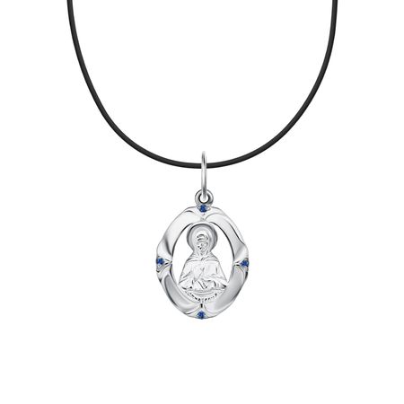 Серебряная подвеска Икона Святая Матрона со шпинелью