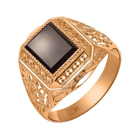 Кольцо-печатка из золота с фианитом