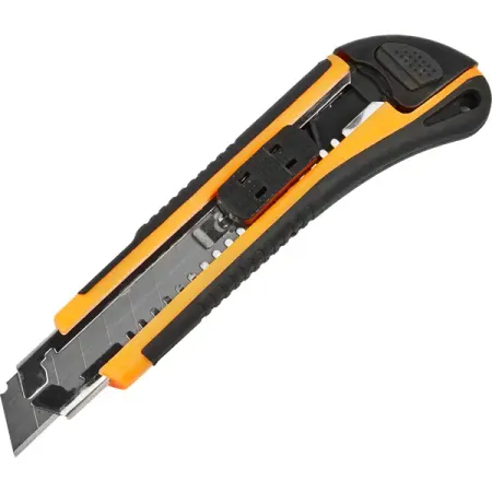 Нож строительный Вихрь с автоматическим фиксатором пластиковый корпус 18 мм консоль складная с фиксатором 350мм белая