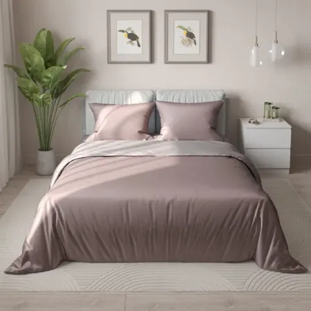 Комплект постельного белья НТК двуспальный полисатин розовый