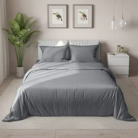 Комплект постельного белья НТК полутораспальный полисатин темно-серый вендела вида дебора леви горячее молоко одежда ныряльщика лежит пуста комплект из 2 книг