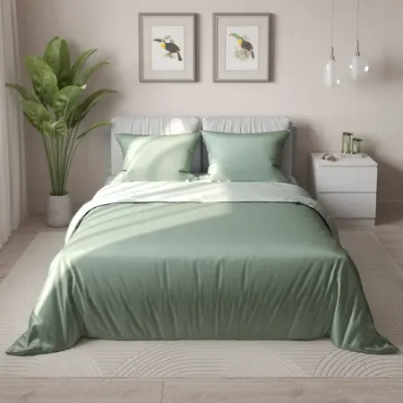 Комплект постельного белья НТК евро полисатин светло-зеленый