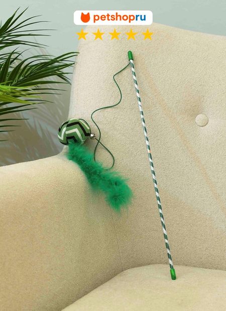 Для дома PETSHOP Игрушка дразнилка для кошек с перьями (100 г)