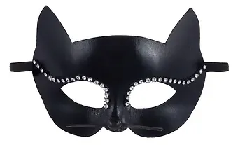 Маска Кошки со стразами (черная) (17х10) (пластик) (12-06150-M5)