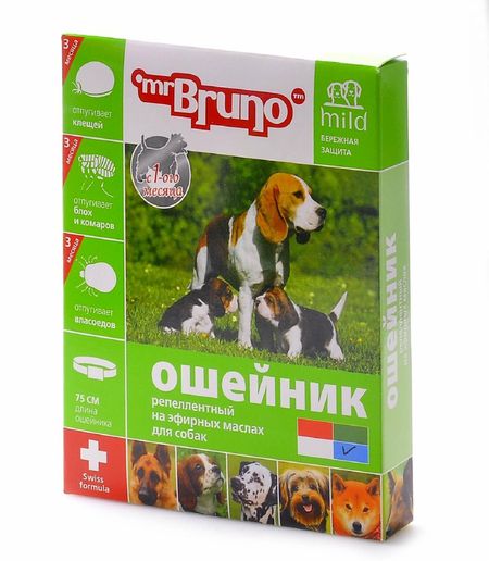 Для дома Mr.Bruno Ошейник от блох, клещей, комаров для собак и щенков с 4 недель, 75 см, синий (50 г)