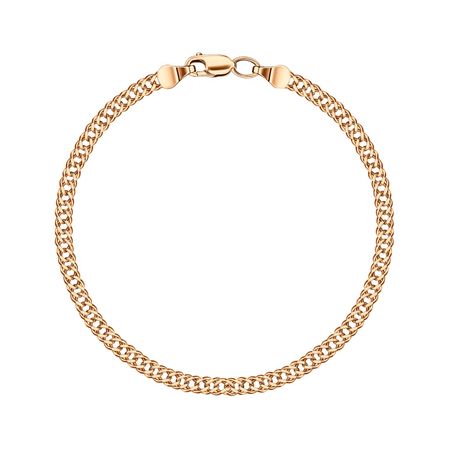 Золотой пустотелый браслет Двойной панцирь с алмазной гранью