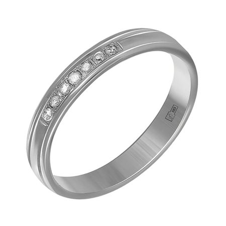 Золотое обручальное кольцо с бриллиантами и родированием с алмазной гранью