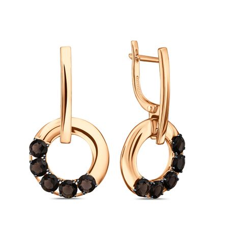 Золотые серьги с раухтопазами